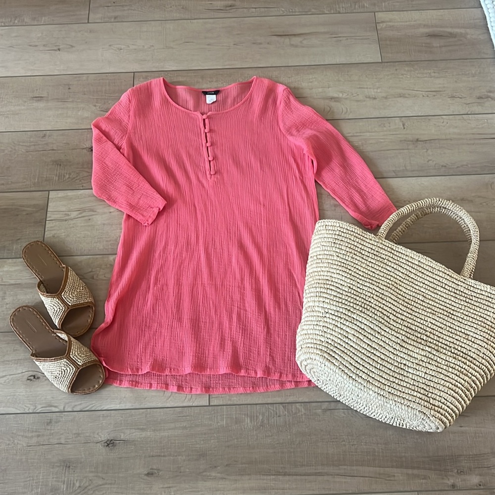 J.Crew Whisper Gauze Tunic Coverup Top